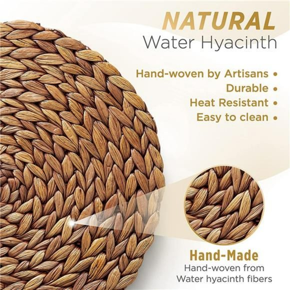 Woven Placemats, (Sizes:11.8"-13.5''-15") Round Placemats Rattan Placemats - Picture 3 of 5